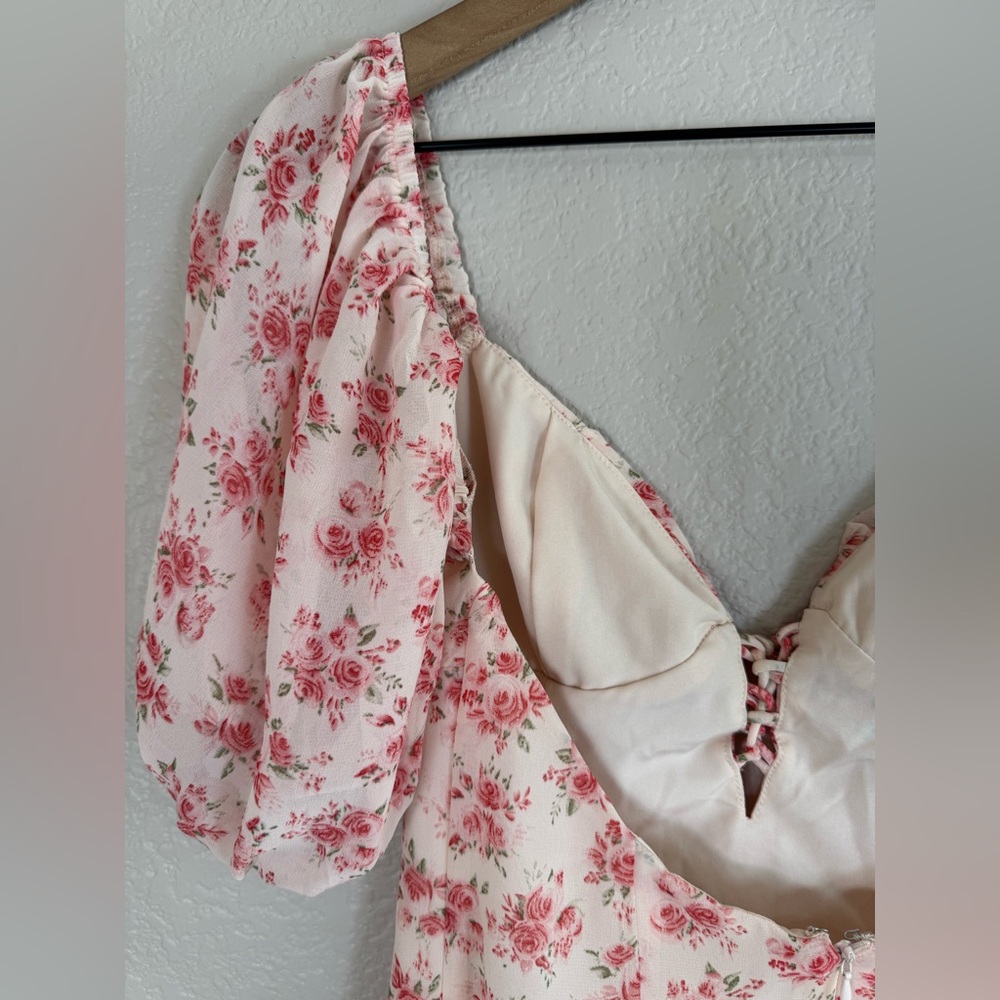 Revolve More To Come Sherrie Puff Sleeve Pink Floral Mini Dress size XS $78 - Picture 11 of 16